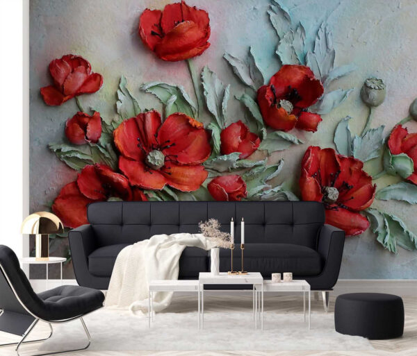 Fleurs rouges vibrantes dans des teintes douces. Fleurs rouges vibrantes dans des teintes douces.