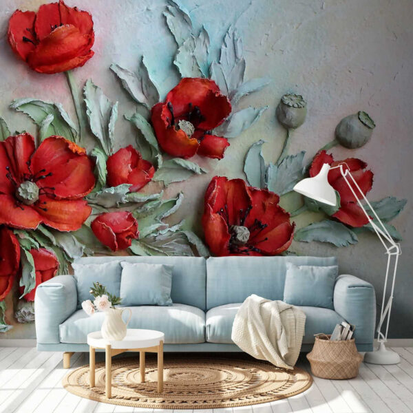 Fleurs rouges vibrantes dans des teintes douces. Fleurs rouges vibrantes dans des teintes douces.