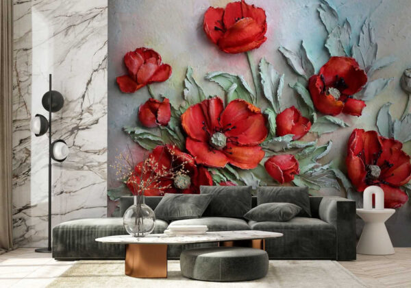 Fleurs rouges vibrantes dans des teintes douces. Fleurs rouges vibrantes dans des teintes douces.