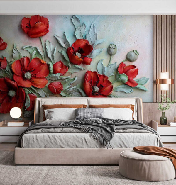 Fleurs rouges vibrantes dans des teintes douces. Fleurs rouges vibrantes dans des teintes douces.