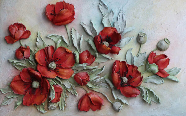Fleurs rouges vibrantes dans des teintes douces. Fleurs rouges vibrantes dans des teintes douces.