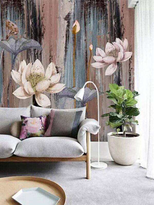 Peinture de fleurs sur une surface en bois Peinture de fleurs sur une surface en bois