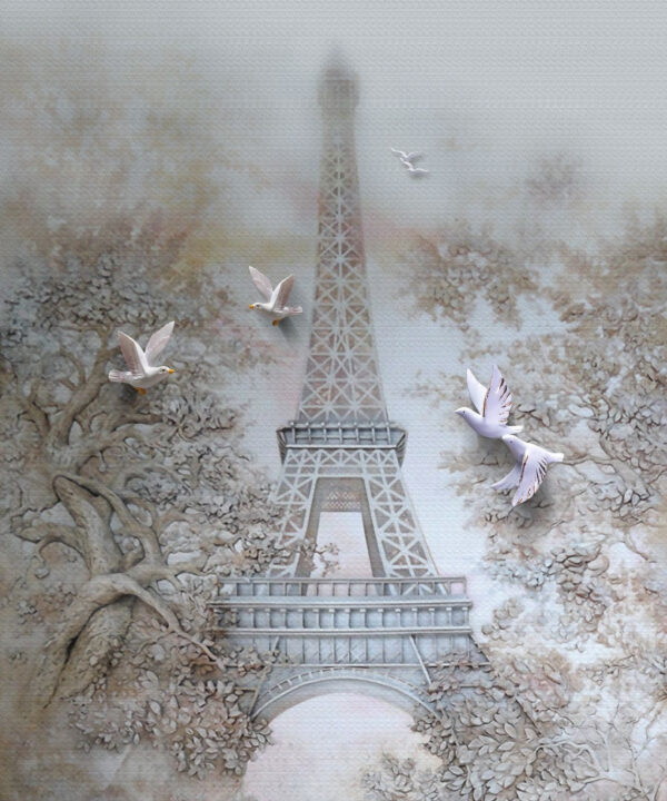 Oiseaux volant au-dessus d'une tour Oiseaux volant au-dessus d'une tour
