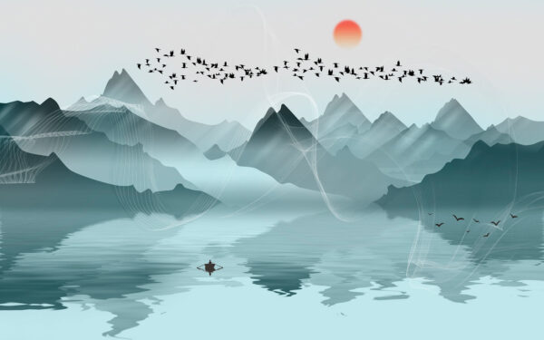 Groupe d'oiseaux volant au-dessus d'un lac u08861p 600x375 - Groupe d'oiseaux volant au-dessus d'un lac - tegory
