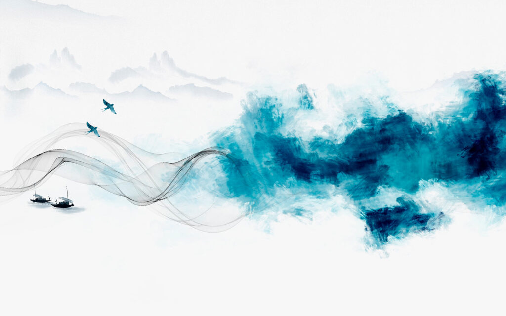 Fumée bleue et oiseau Fumée bleue et oiseau