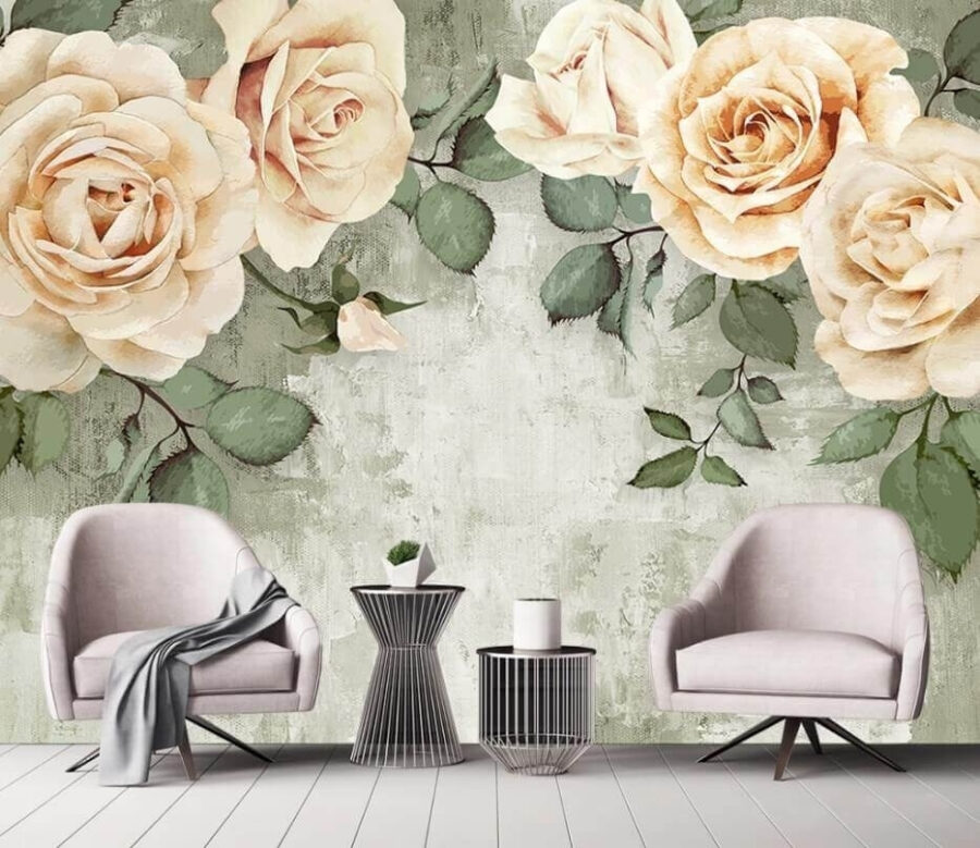 Groupe de roses avec feuilles