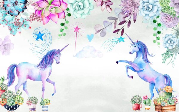 Aquarelle licornes et fleurs Aquarelle licornes et fleurs