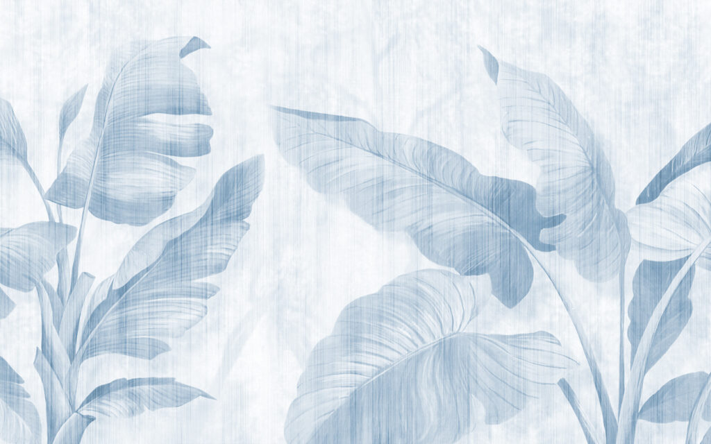 Feuilles bleues douces sur un fond serein Feuilles bleues douces sur un fond serein