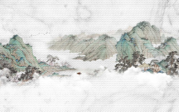 Peinture de montagnes et d'arbres Peinture de montagnes et d'arbres