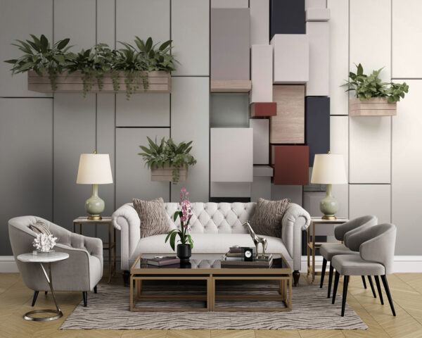 Mur avec plantes et boîtes Mur avec plantes et boîtes