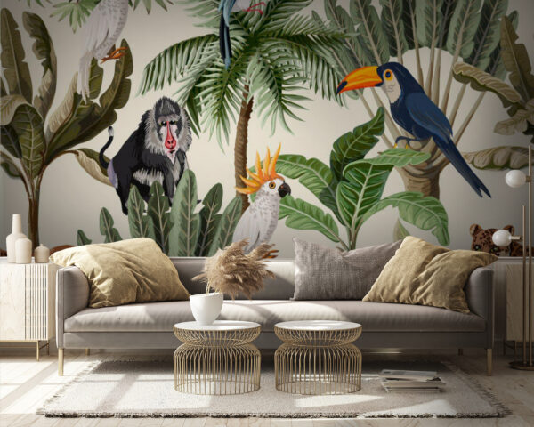 Motif de plantes et d'oiseaux tropicaux Motif de plantes et d'oiseaux tropicaux