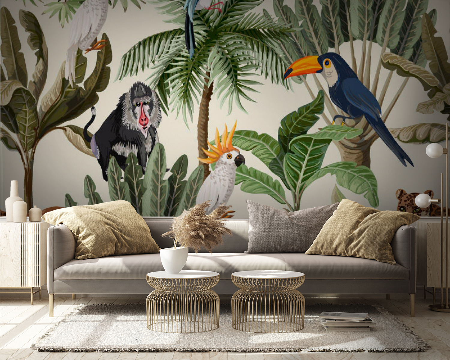 Motif de plantes et d'oiseaux tropicaux u01945pig9m - Motif de plantes et d'oiseaux tropicaux - tegory