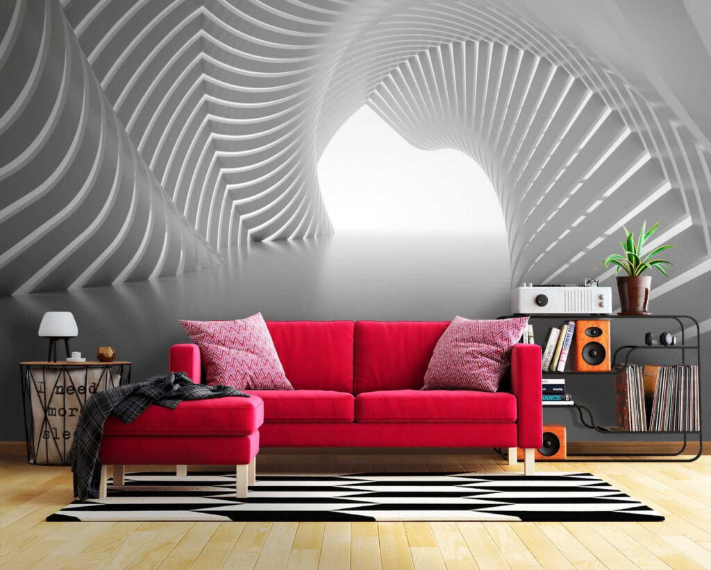 White tunnel with curved lines White tunnel with curved lines