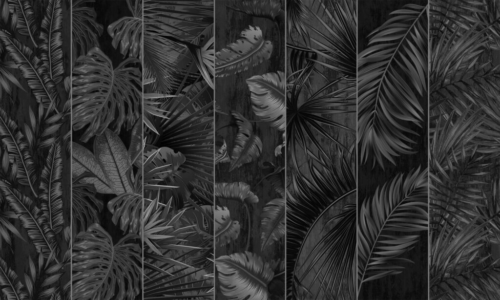 Image en noir et blanc d'une variété de feuilles Image en noir et blanc d'une variété de feuilles