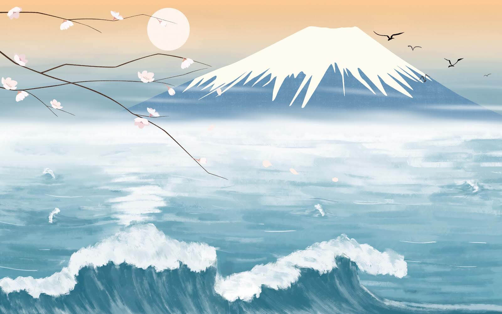 Montagne avec des vagues et un oiseau en vol u02326p - Montagne avec des vagues et un oiseau en vol - tegory