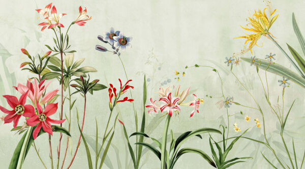 Des fleurs vibrantes dans des teintes vertes douces. Des fleurs vibrantes dans des teintes vertes douces.