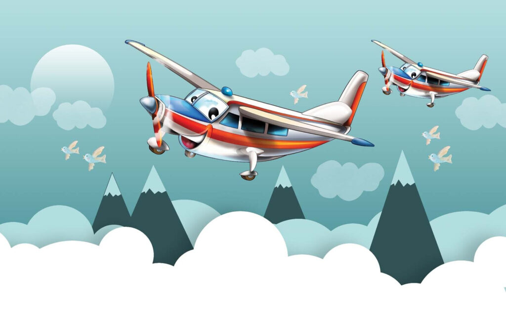 Cartoon planes flying in the sky Cartoon planes flying in the sky