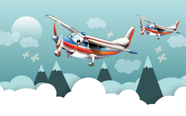 Cartoon planes flying in the sky Cartoon planes flying in the sky