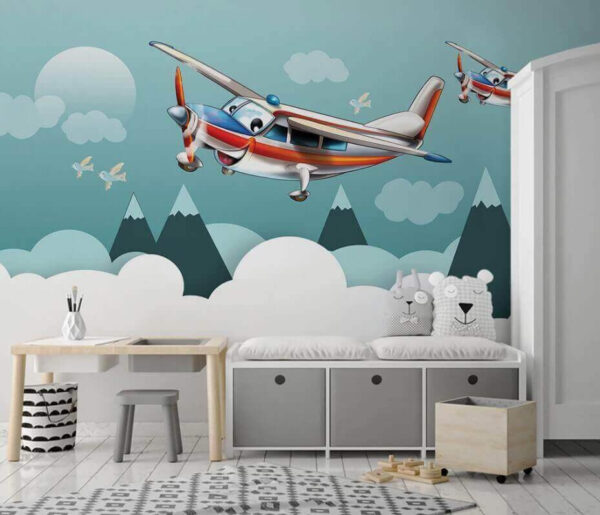 Dessins animés d'avions volant dans le ciel Papier peint Dessins animés d'avions volant dans le ciel