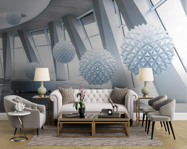 Boules blanches au plafond Boules blanches au plafond