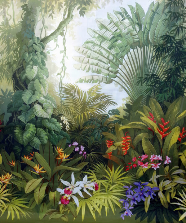 Peinture d'une forêt avec des fleurs Peinture d'une forêt avec des fleurs