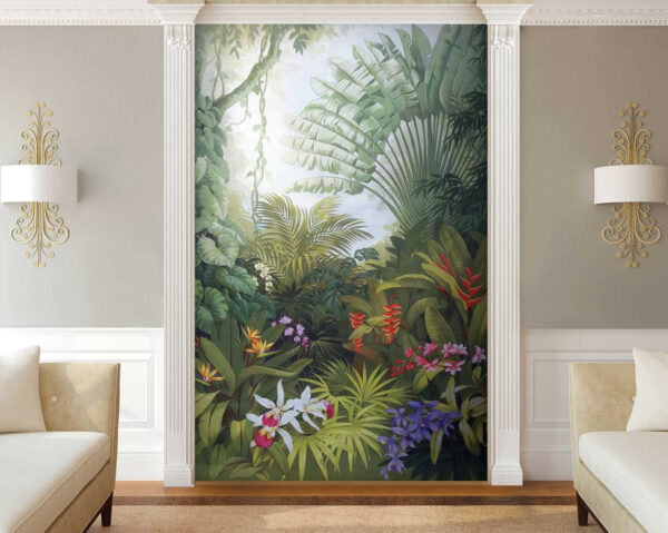 Peinture d'une forêt avec des fleurs Peinture d'une forêt avec des fleurs