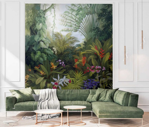 Peinture d'une forêt avec des fleurs Peinture d'une forêt avec des fleurs
