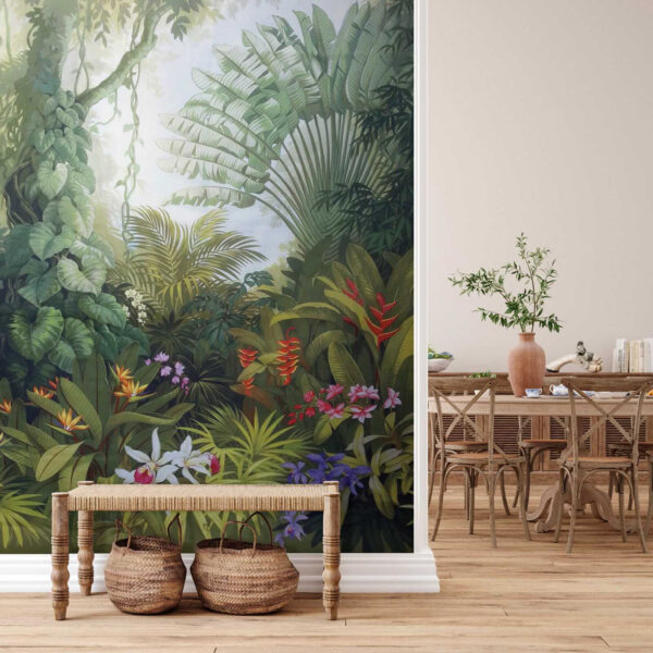 Peinture d'une forêt avec des fleurs Peinture d'une forêt avec des fleurs