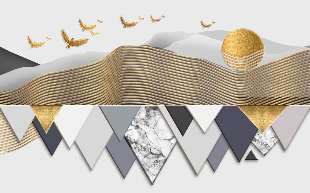 Papier peint avec des oiseaux volant dans le ciel Papier peint avec des oiseaux volant dans le ciel