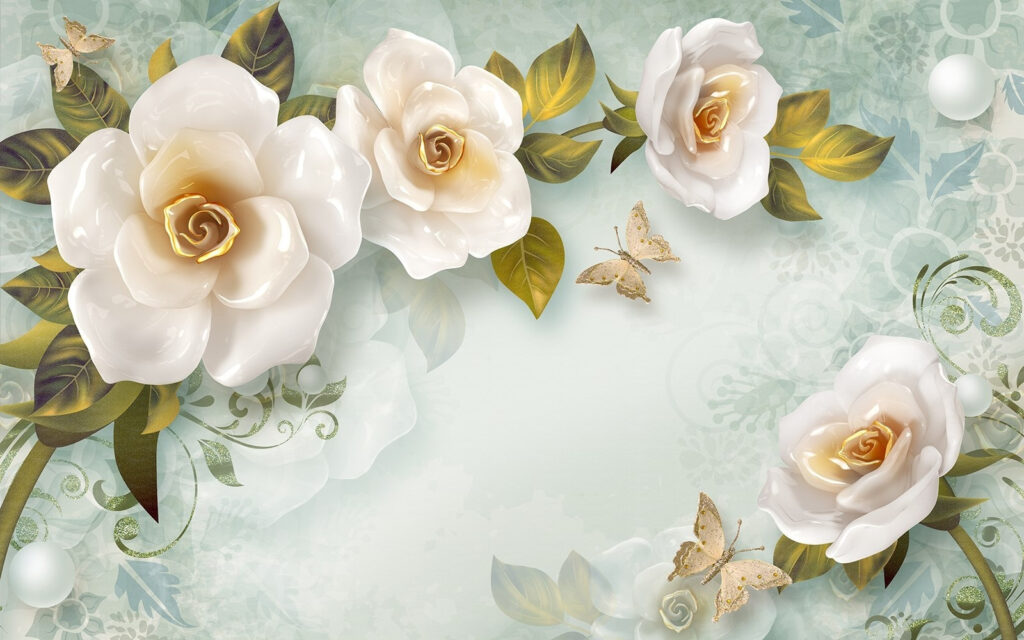 Fleurs blanches et papillon u03503p 1024x640 - Fleurs blanches et papillon - tegory