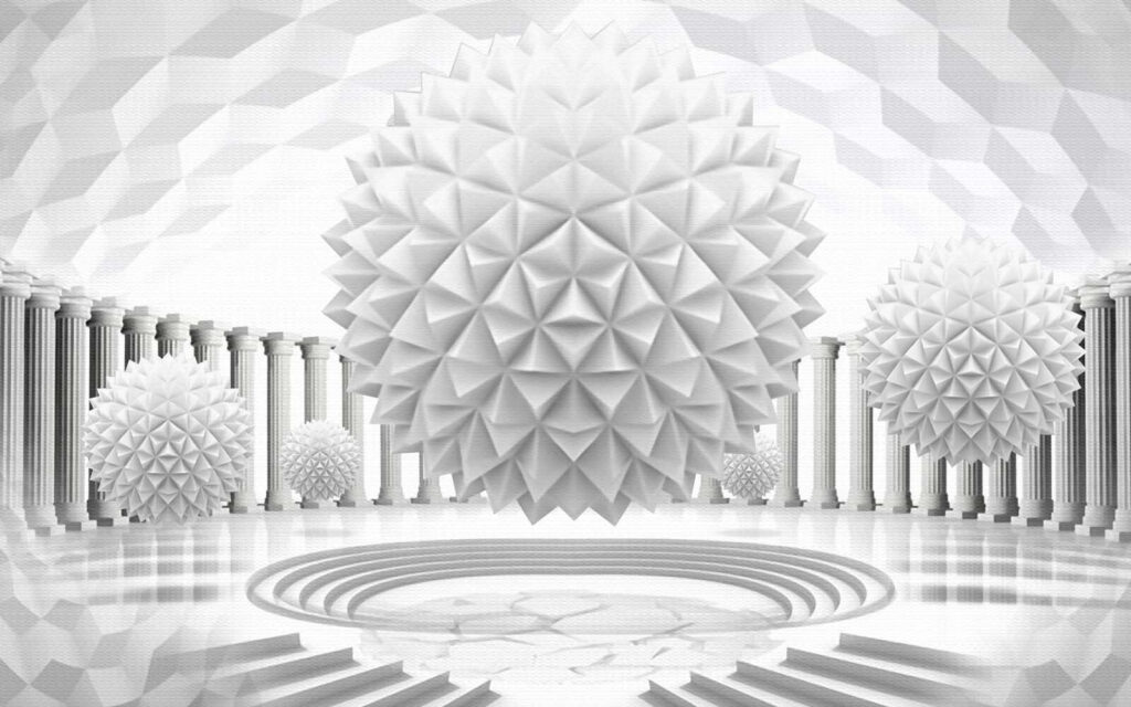 Sphère blanche avec colonnes et marches Sphère blanche avec colonnes et marches