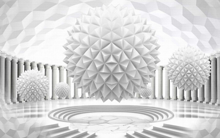 Sphère blanche avec colonnes et marches Sphère blanche avec colonnes et marches