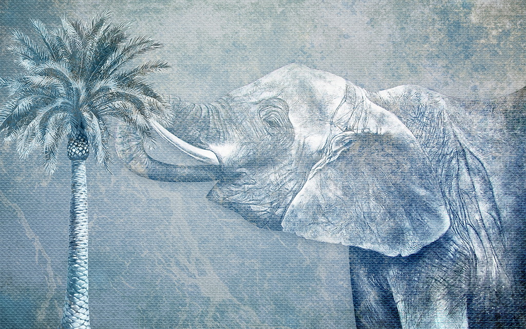 u04130p - Un éléphant avec un palmier - tegory
