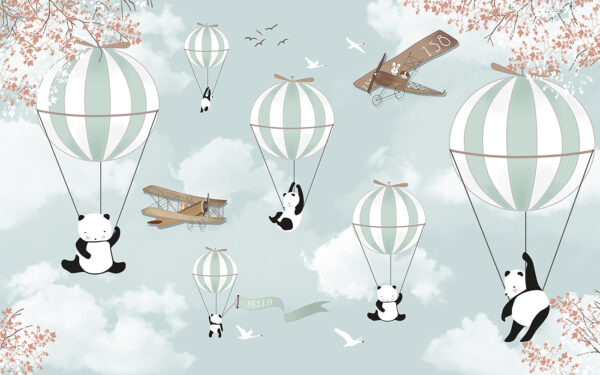 Pandas et montgolfières dans le ciel Pandas et montgolfières dans le ciel