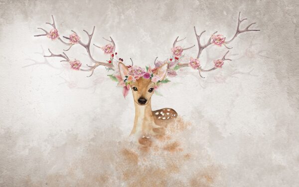 Aquarelle d'un cerf avec des fleurs sur les cornes u04671p 600x375 - Aquarelle d'un cerf avec des fleurs sur les cornes