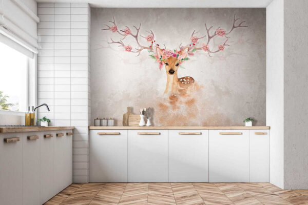 Aquarelle d'un cerf avec des fleurs sur les cornes u04671pik1 600x400 - Aquarelle d'un cerf avec des fleurs sur les cornes