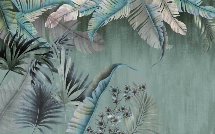 Feuilles tropicales luxuriantes dans des teintes douces