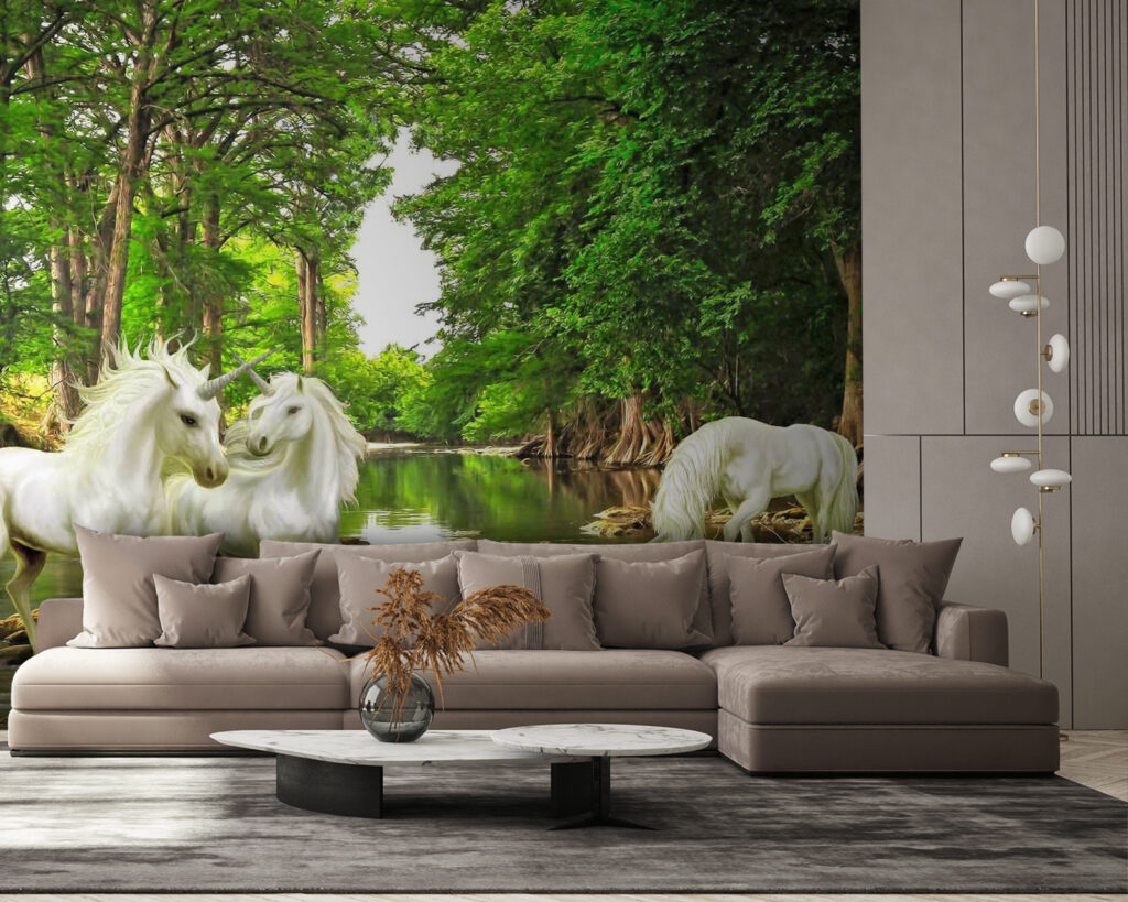 u05099pig58 1024x819 - Groupe de licornes blanches dans une rivière - tegory