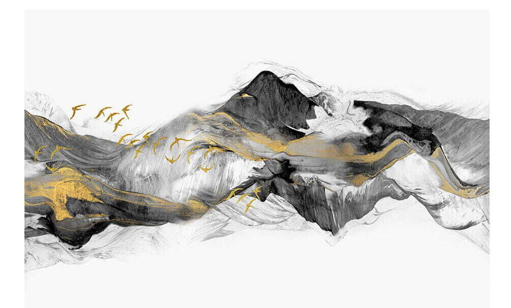 Peinture de montagnes avec des oiseaux en vol u04963p - Peinture de montagnes avec des oiseaux en vol - tegory