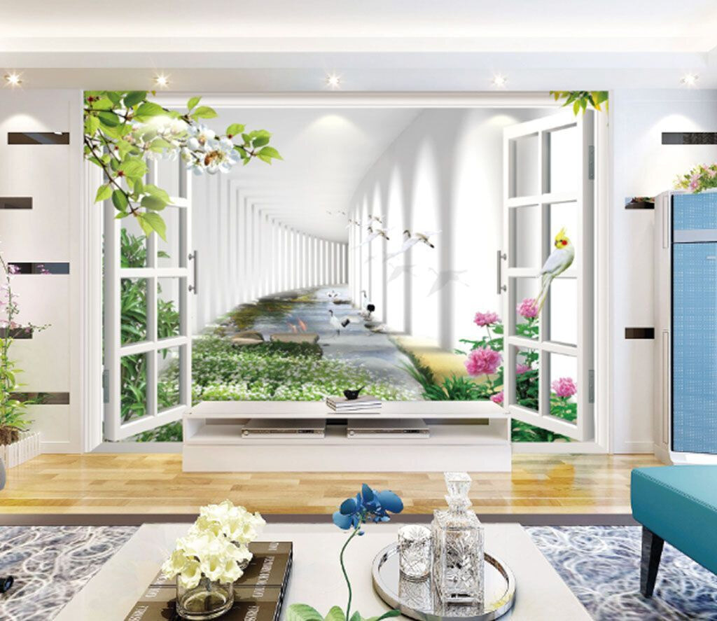 u06326pig1m - Fenêtre avec vue sur un étang et des fleurs - tegory