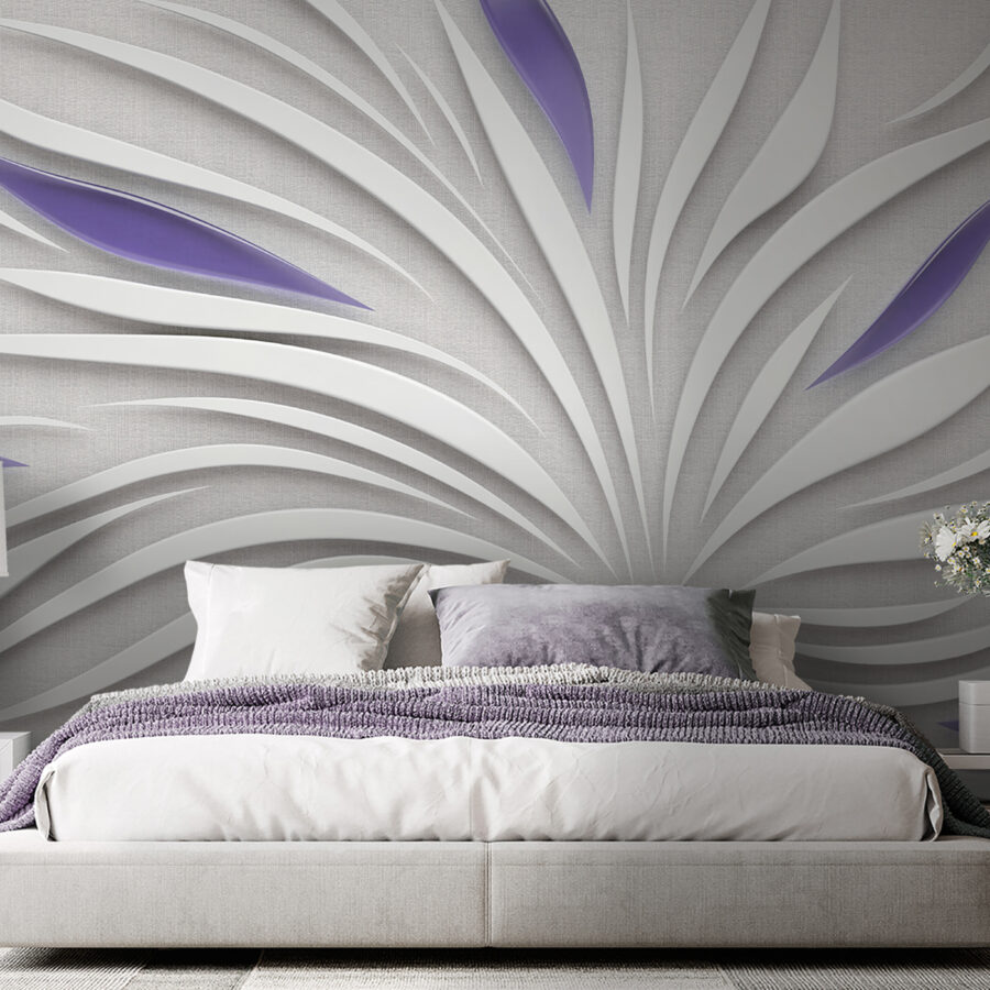 Un tourbillon blanc et violet sur un mur