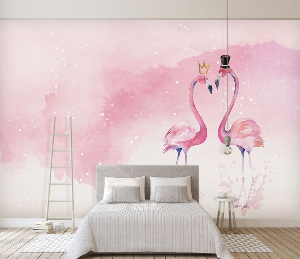 Deux flamants roses avec couronne et couronne sur la tête u06476pib1m - Deux flamants roses avec couronne et couronne sur la tête - tegory