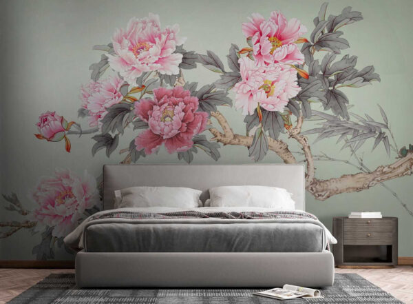 Branche avec des fleurs roses Branche avec des fleurs roses