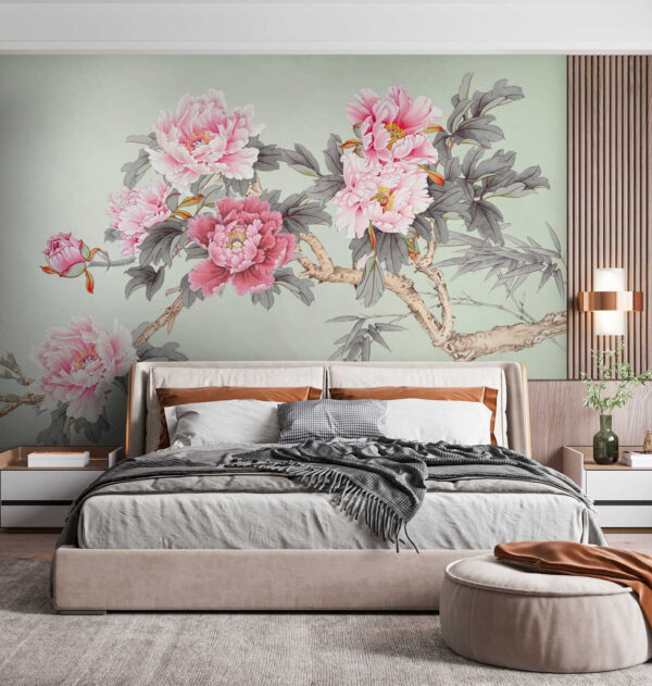 Branche avec des fleurs roses Branche avec des fleurs roses