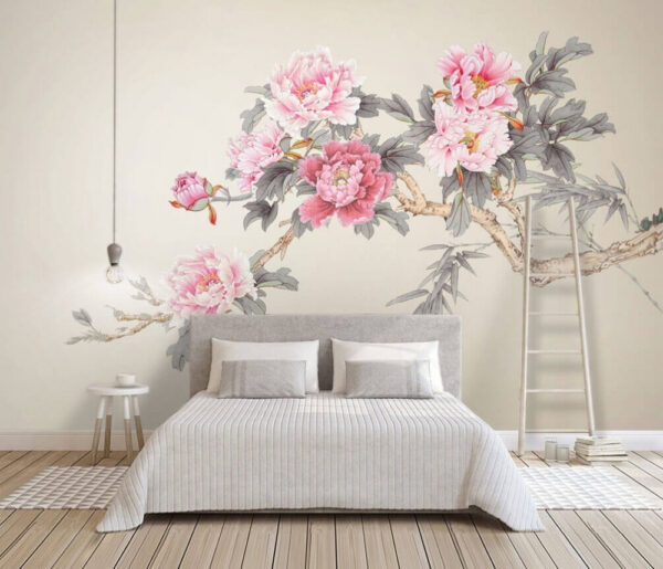 Branche avec des fleurs roses Branche avec des fleurs roses