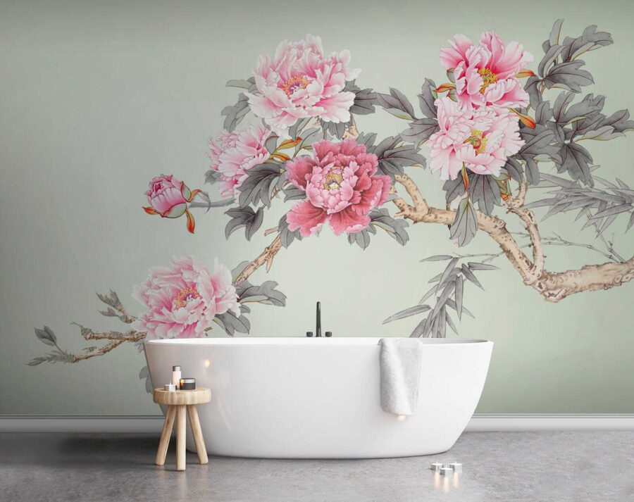 Branche avec des fleurs roses Branche avec des fleurs roses