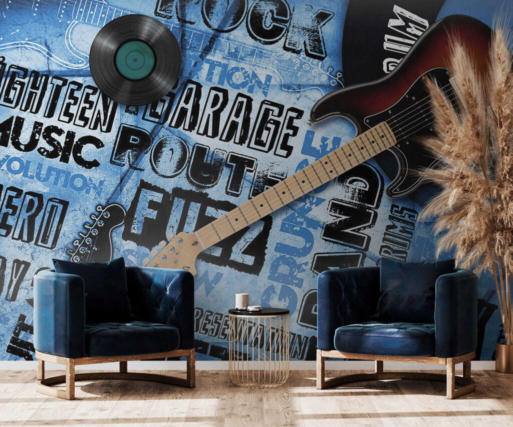 Guitare et disque sur fond bleu u06794piw1 1024x853 - Guitare et disque sur fond bleu