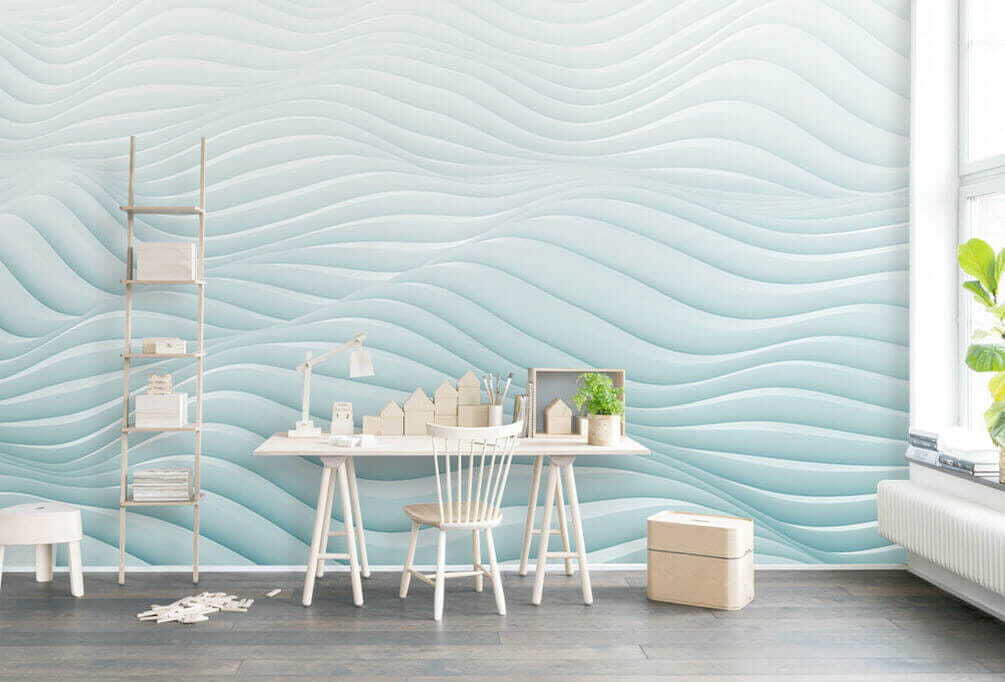 Motif ondulé blanc et bleu u06882piw1m - Motif ondulé blanc et bleu