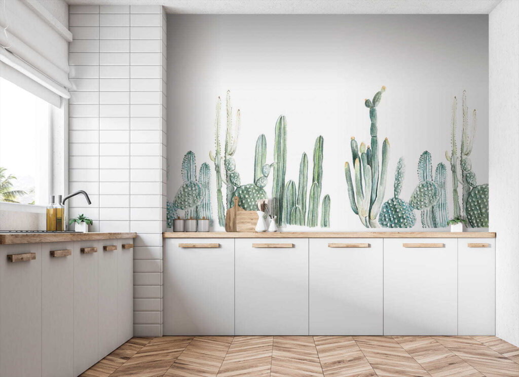 Group of cactuses on a white background