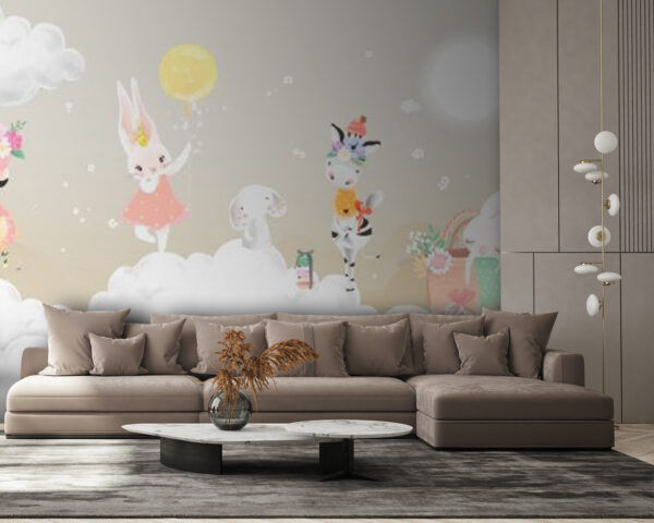 Groupe d'animaux sur des nuages Groupe d'animaux sur des nuages